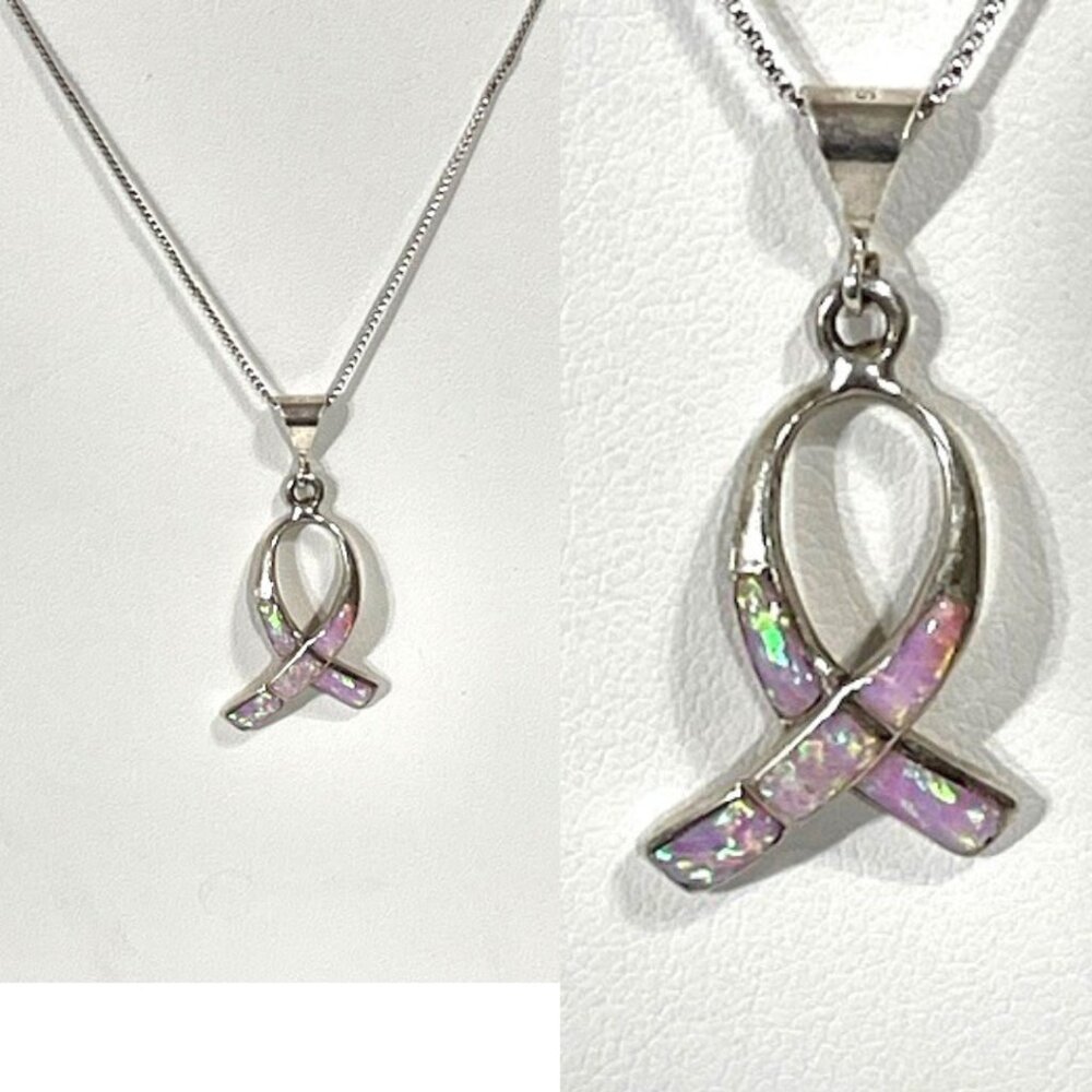 Sterling silver and opal remembrance necklace.